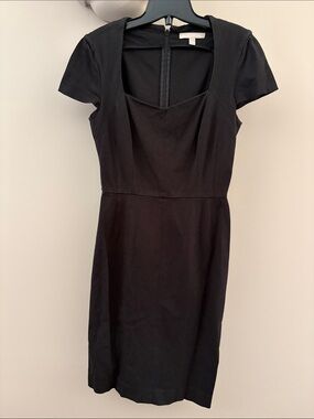Banana Republic Black Short-Sleeve Square Neck Mini Dress